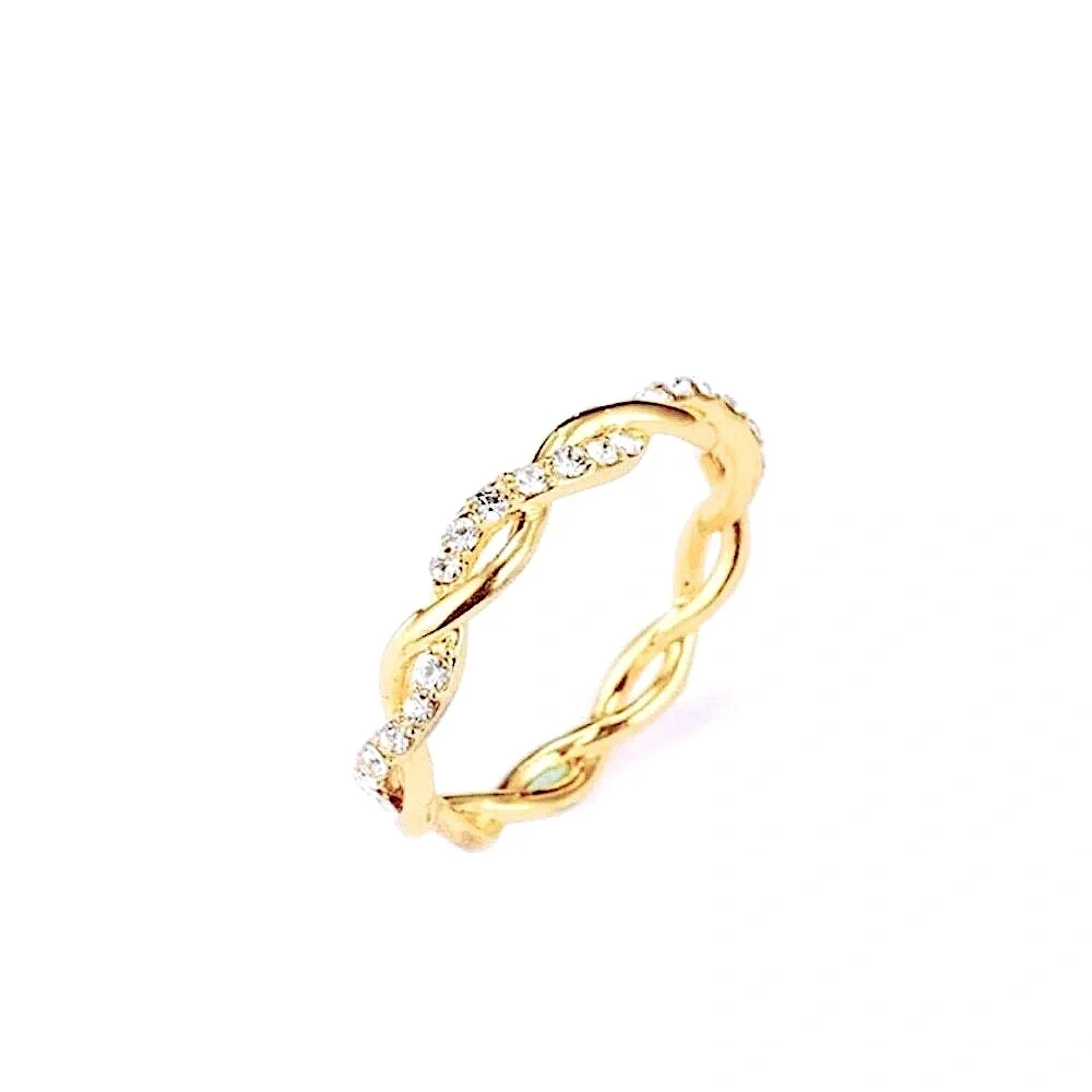 NEW 14k Gold Plated S925‎ Simulated Diamond Eternity Stacking Band Ring, Size 7